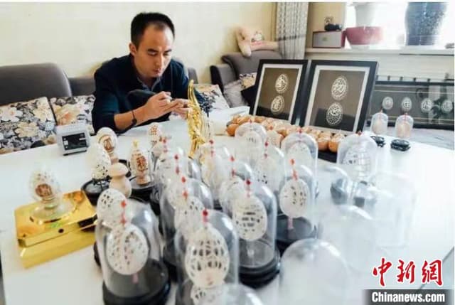 甘肃金塔蛋雕艺人指尖技艺:毫厘之间承载大千世界